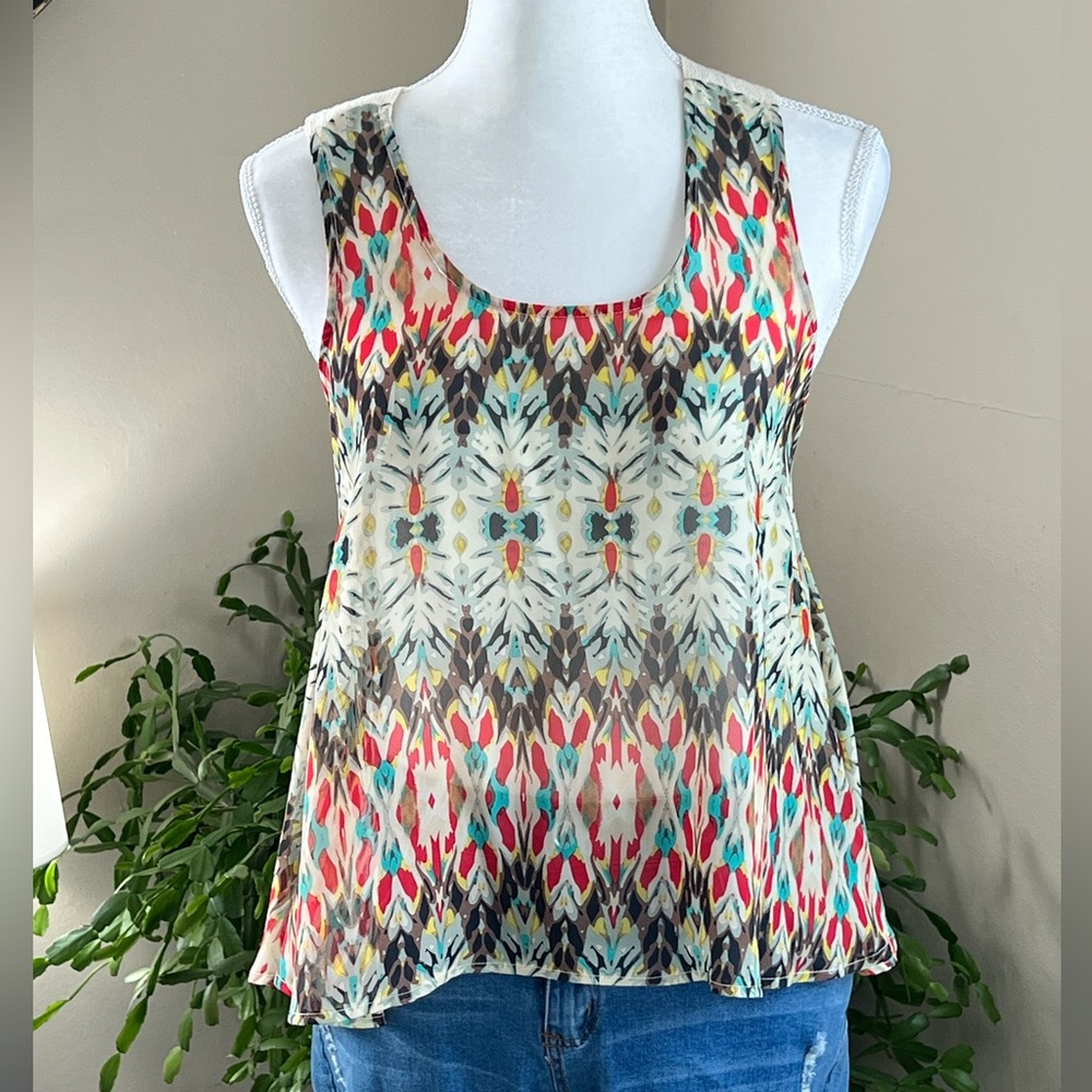 🏝️ Ocean Drive, size small, semi sheer tank top
